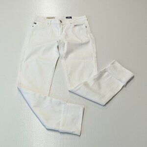 Adriano Goldschmied The Stevie Slim Straight Cuffed White Jeans Size 26 *Flaw